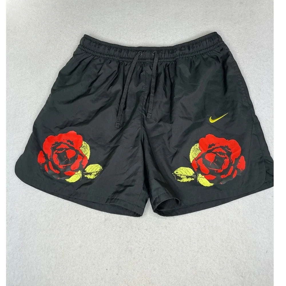 Nike Sportswear Rose Graphic Shorts Mens Large Black Floral Athletic FJ1649-060